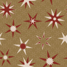 Christmas Red Geo Stars - on gold pattern.