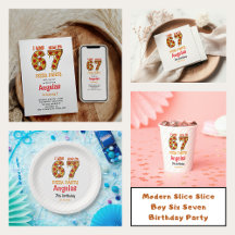 Modern Slice Slice Boy Six Seven Birthday Party 