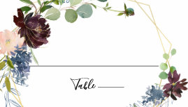 Burgundy Gold Geometric Wedding Place Card