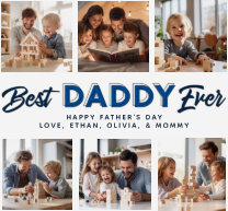 Custom Father's Day Photo Collage Best Daddy Ever T-Shirt