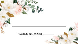 Blush Pink Gold White Floral Wedding Place Cards