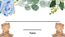 Teddy bears twin blue greenery floral place card