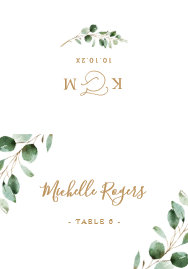 Eucalyptus Greenery Gold Wedding Place Cards