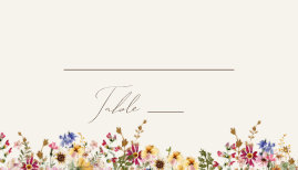 Colourful Wildflower   Beige Meadow Flat Wedding Place Card