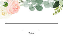 Blush pink white floral greenery elegant place card