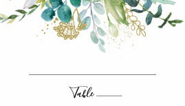 Gold Floral Tropical Greenery Wedding Place Card