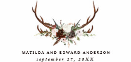 Rustic farmhouse botanical stag chic wedding table place card