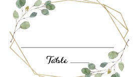 Gold Geometric Eucalyptus Wedding Place Card