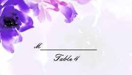 Purple Rose Wedding Place Cards