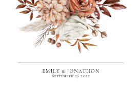 Rustic Autumn Florals Names Date Wedding  Place Card