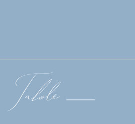 Whimsical Script   Dusty Blue Flat Wedding Place Card