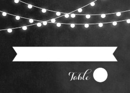Charcoal String Lights Wedding Escort Cards