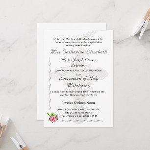 Nuptial Rose Catholic Wedding Invitation