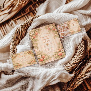 Peach Garden 1st Birthday Invitation