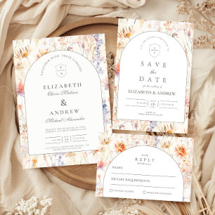 Modern Botanical Floral Wedding Save The Date