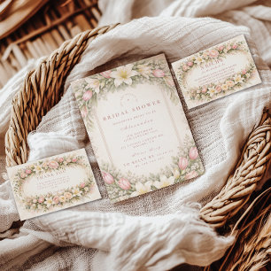 Blush Tulip And Lily Garden Bridal Shower Invitation