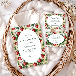 Red Gingham Berry Baby Shower Napkin