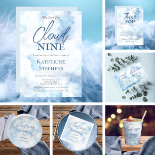 We Are On Cloud Nine Blue Boy Baby Shower Napkin