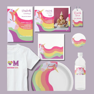 Magical Vibrant Rainbow Unicorn Birthday Paper Plate