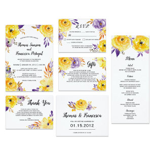 Watercolor Floral Wedding Invitation Card