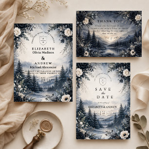 Moody Winter Wedding Elegance RSVP Card