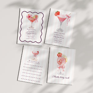 Preppy Coquette Blush Pink Champagne Bridal Shower Advice Card