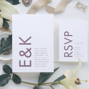 Ultra Modern Editable Purple and White Bridal Invitation