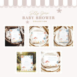 Blue  Silly Goose Baby Shower  Invitation