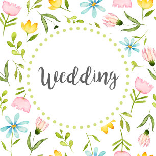 Blooming Watercolor Spring Paste Flowers Wedding Invitation