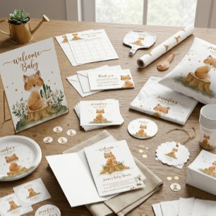 Animals Mum and Kid Fox Family Favour Classic Round Sticker