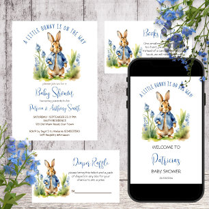 Peter rabbit dusty blue stripes baby shower favor classic round sticker