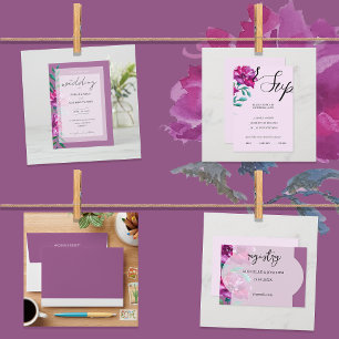 Elegant Monochromatic Pastel Purple Personalised Invitation Belly Band