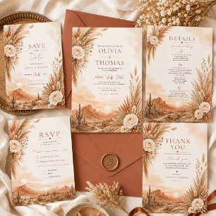 Desert Sunset Boho Wedding Thank You Card