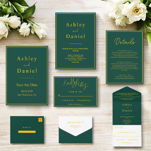 Elegant Chic Green And Gold Modern Luxury Wedding Enclosure Card