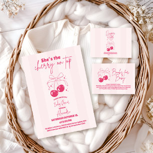 Doodle Cherry on top Baby Shower Invitation