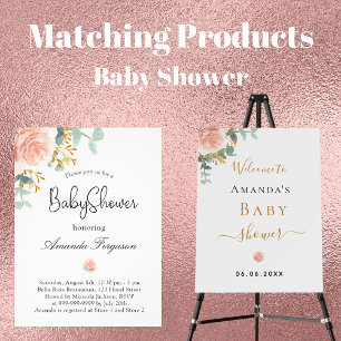 Baby Shower pink bumble bee floral greenery girl  Invitation Postcard