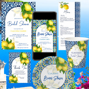 Blue tiles lemon Amalfi bridal shower party custom Napkin