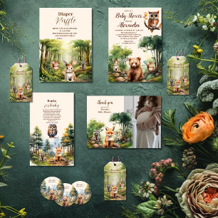 Woodland Animals Baby Shower Invitation
