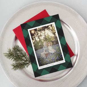 Red and Black Buffalo Check Plaid Winter Holiday Card