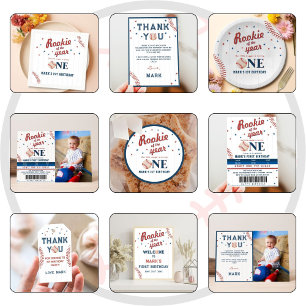 Rookie of the Year 1st Birthday Baseball Ticket Invitation