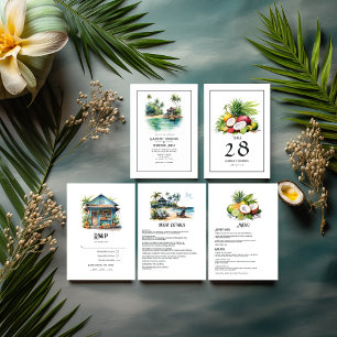 Watercolor Caribbean Destination Wedding RSVP Card