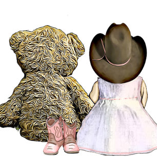 Lil' Cowgirl and Teddy Bear   Pink Baby Shower  Invitation