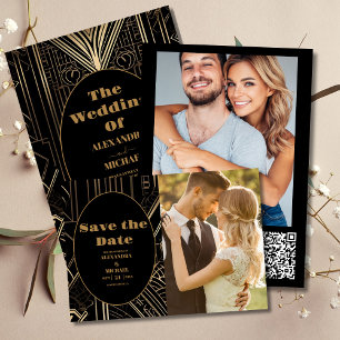Photo Geometric Art Deco Wedding Save The Date