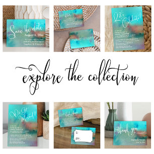 Colourful Abstract Watercolor Elaborate Script Save The Date