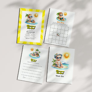 Retro Sunny Beach "Here Comes the Son" Baby Shower Invitation