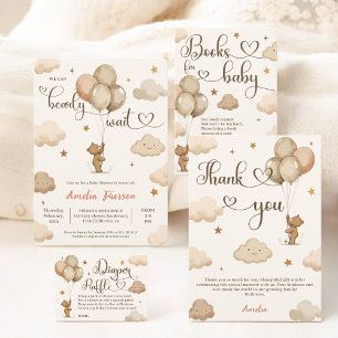 Cute Neutral Bearly Wait Teddy Bear Baby Shower Invitation
