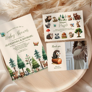 Woodland Animals Baby Shower Books for Baby Enclosure Card
