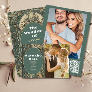 Vintage Floral Art Nouveau Wedding Save The Date