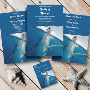 Navy Blue Nautical Ocean Whale Boho Beach Wedding Save The Date