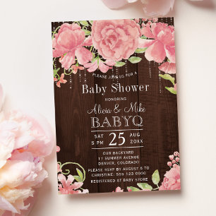 Backyard BBQ baby shower rustic pink baby girl Invitation